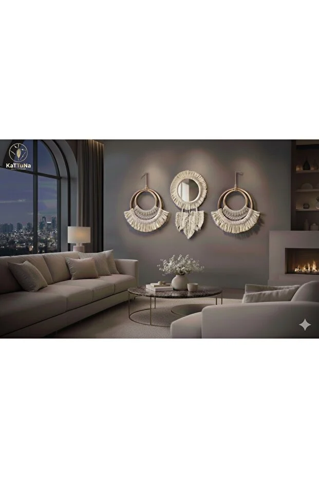 Wall Art Bohem Makrome Duvar Dekorasyon Ürünü 3lü Set